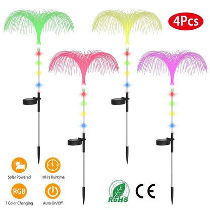4-Piece: Solar Powered Jellyfish Lights