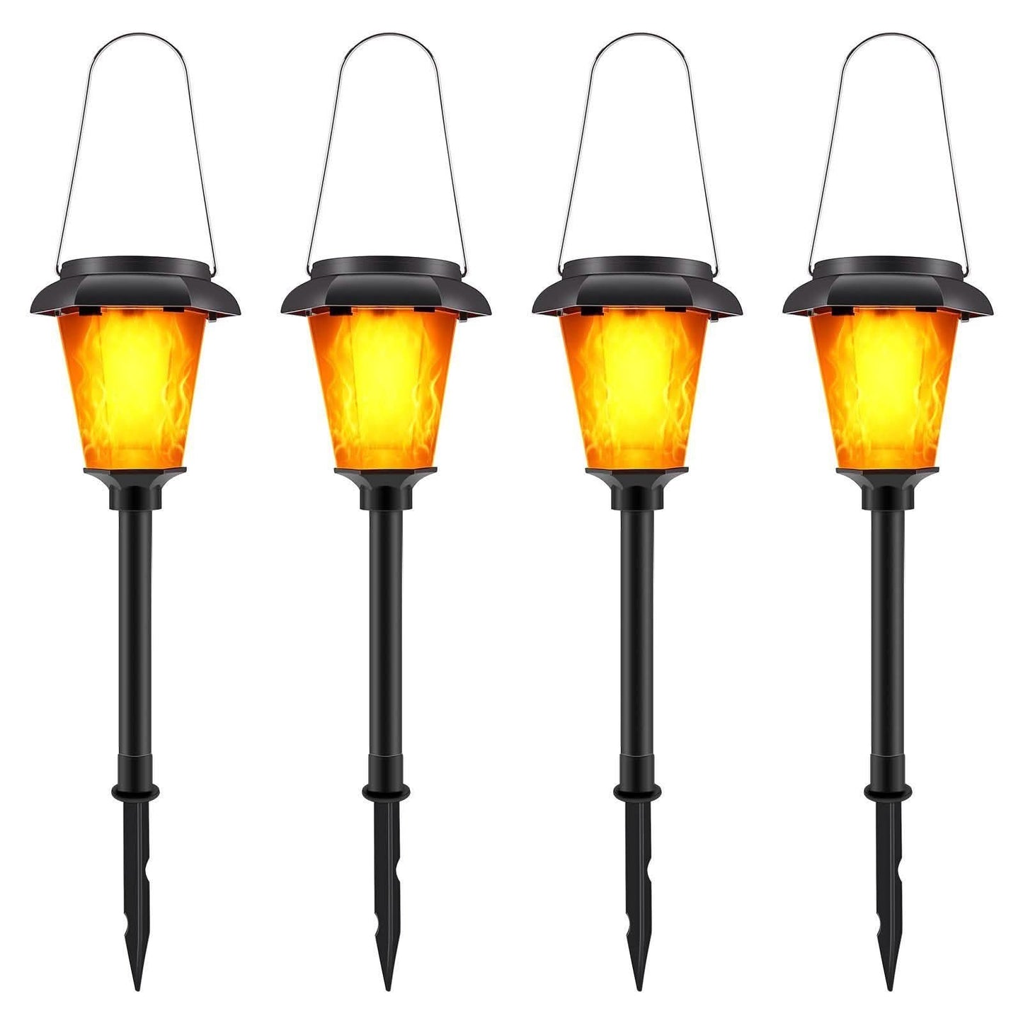 4-Piece: Solar Torch Outdoor Light with Flickering Flame
