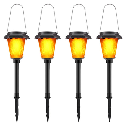 4-Piece: Solar Torch Outdoor Light with Flickering Flame