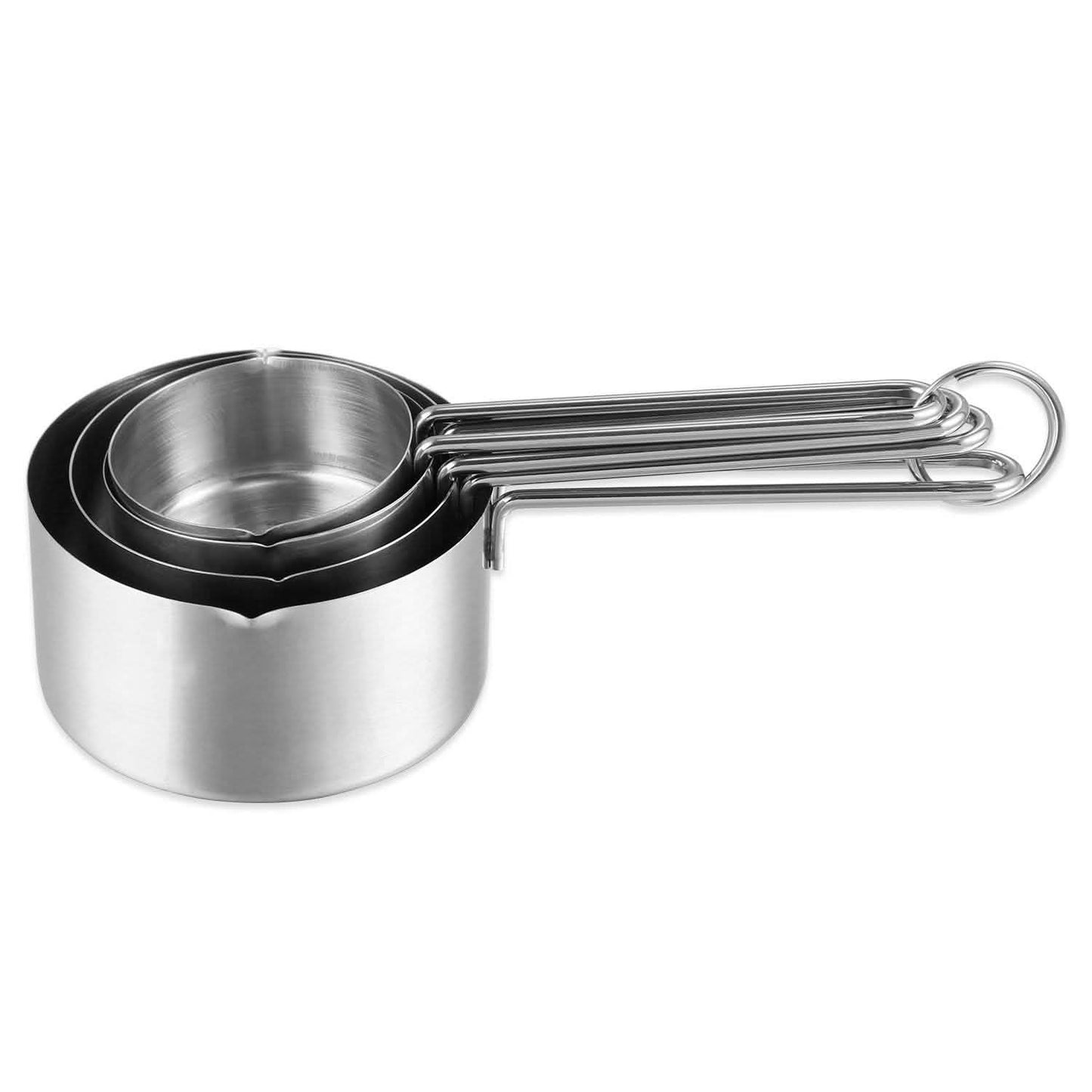 4-Piece: Stainless Steel Measuring Cups Stackable Kitchen Spoons Set