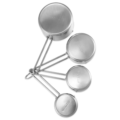 4-Piece: Stainless Steel Measuring Cups Stackable Kitchen Spoons Set