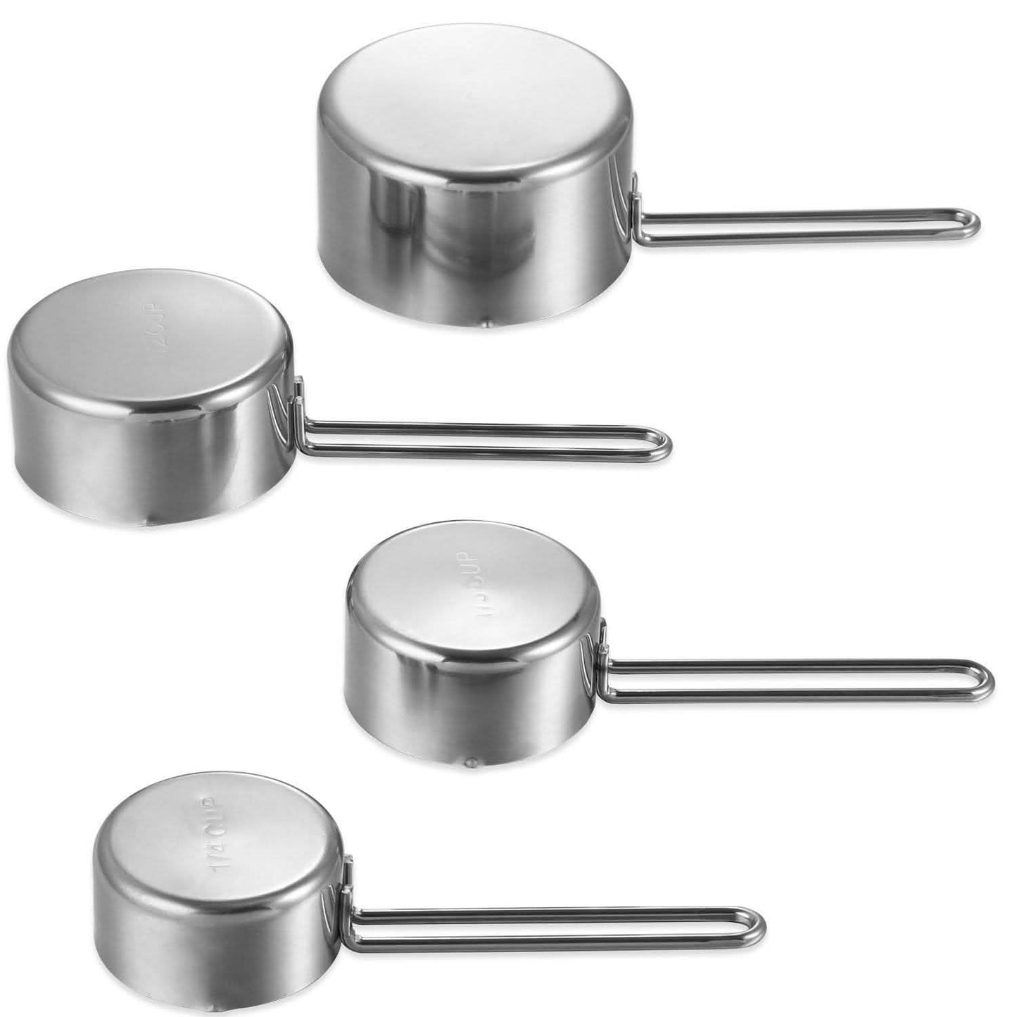 4-Piece: Stainless Steel Measuring Cups Stackable Kitchen Spoons Set