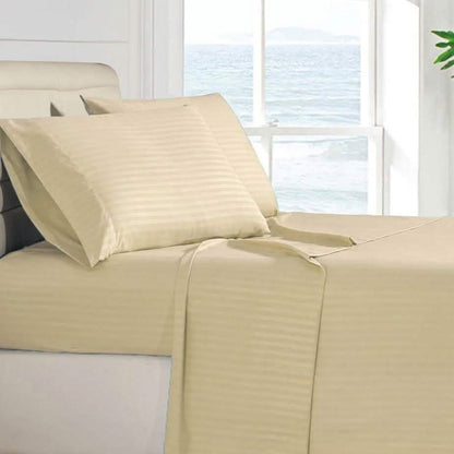 4-Piece: Stripe Smooth Textured Bedding Sheet Set