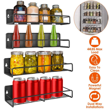 4-Piece: Strong Magnetic Spice Rack Organizer