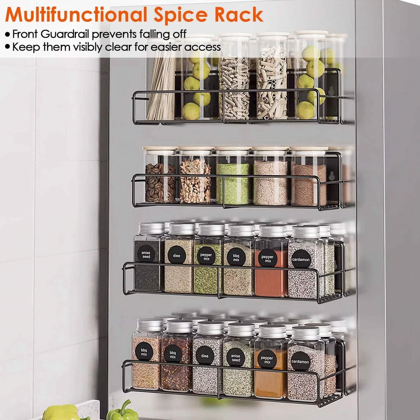 4-Piece: Strong Magnetic Spice Rack Organizer