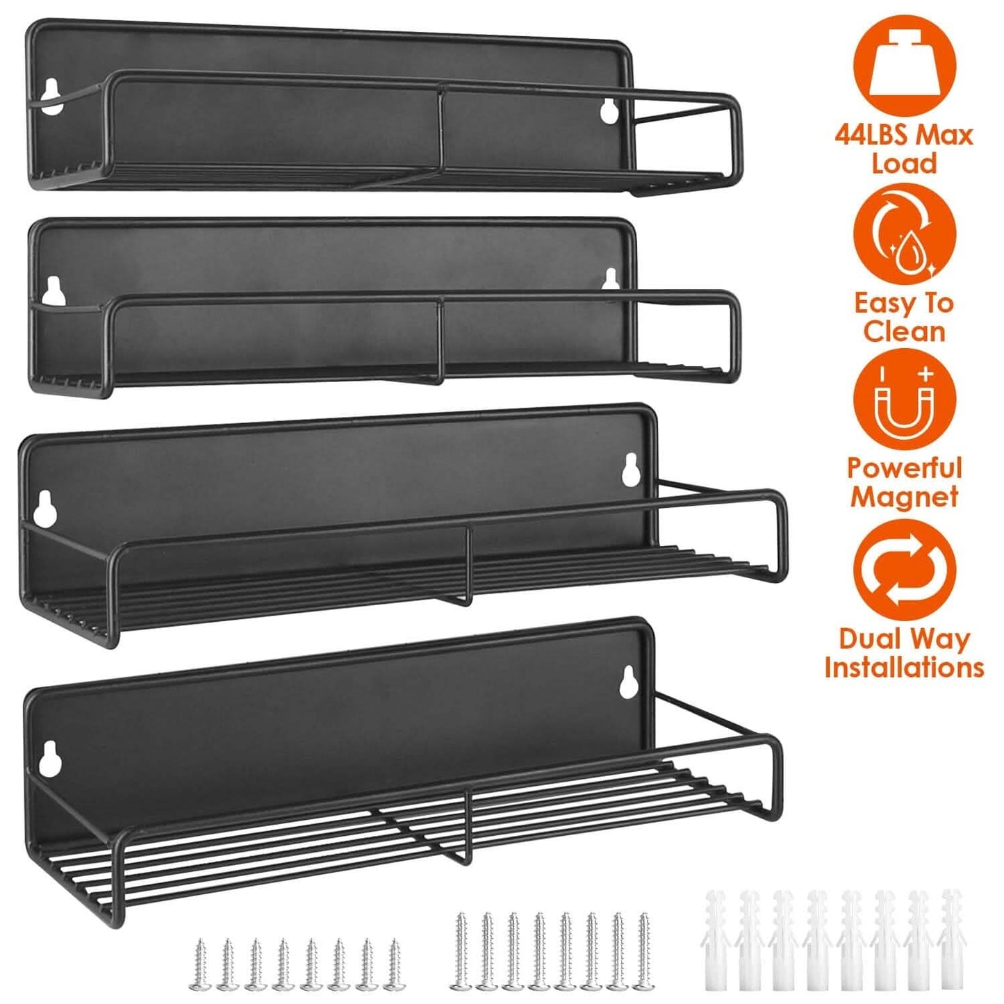 4-Piece: Strong Magnetic Spice Rack Organizer