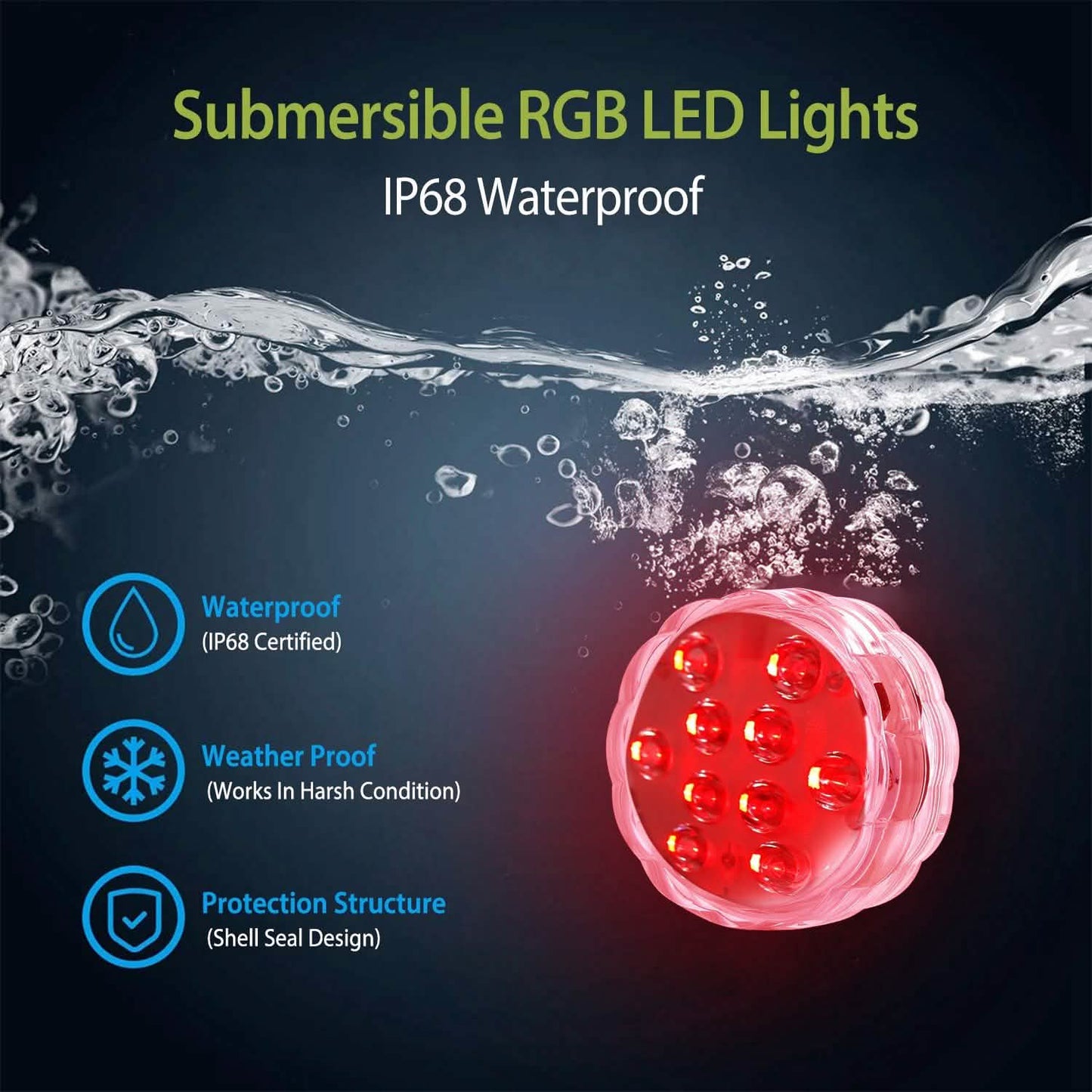 4-Piece: Submersible RGB LED Lights