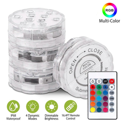 4-Piece: Submersible RGB LED Lights