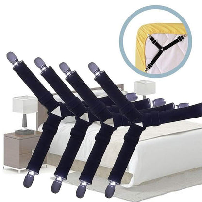 4-Piece: Triangle Bed Sheet Holder Fastener Grippers Clips Suspender Strap