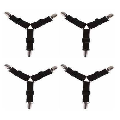 4-Piece: Triangle Bed Sheet Holder Fastener Grippers Clips Suspender Strap