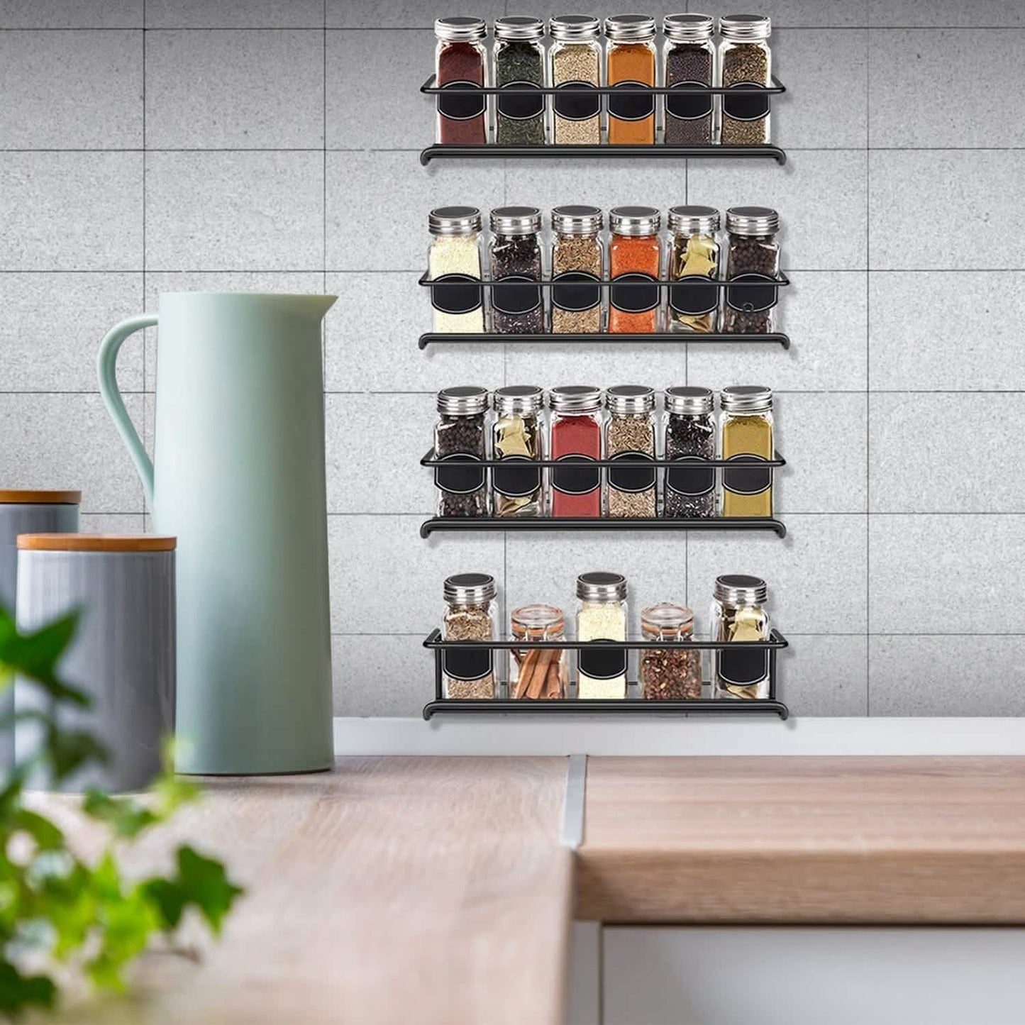 4-Piece: Wall Mount Spice Racks