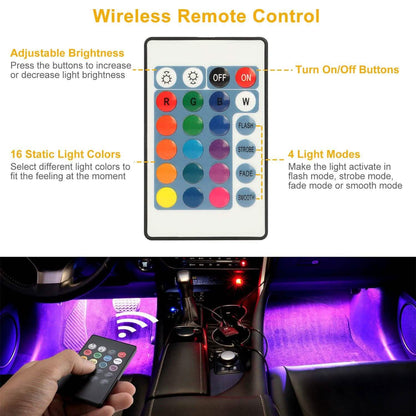 4-Pieces: 36 LEDs 12V Car Atmosphere Light Strip