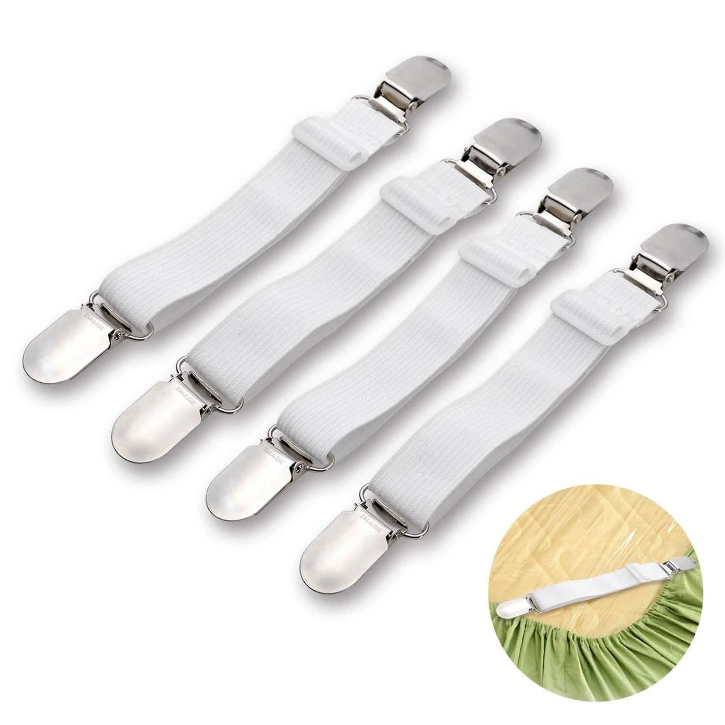 4-Pieces: Adjustable Bed Sheet Fasteners