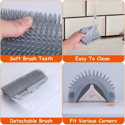 4-Pieces: Cat Self Groomer Soft Silicone Wall Corner Scratcher