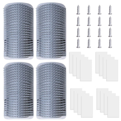 4-Pieces: Cat Self Groomer Soft Silicone Wall Corner Scratcher