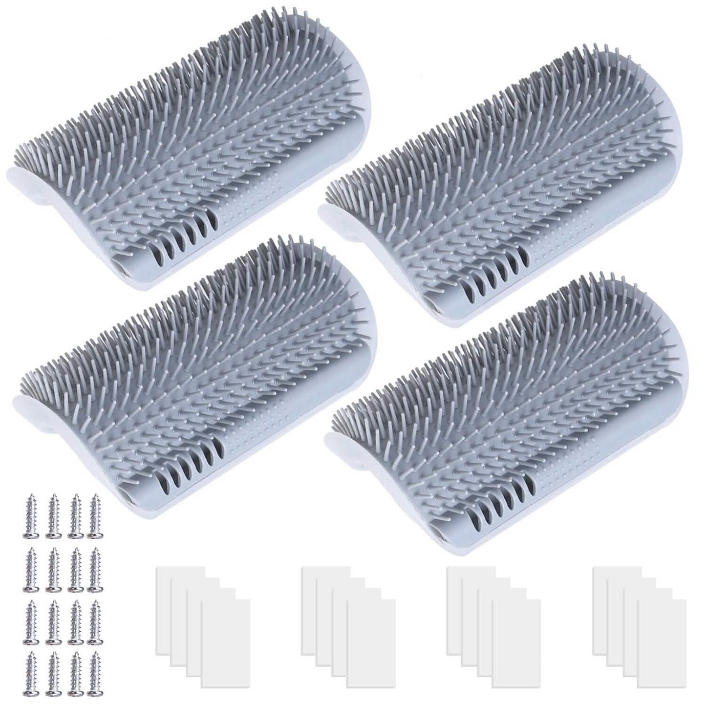 4-Pieces: Cat Self Groomer Soft Silicone Wall Corner Scratcher