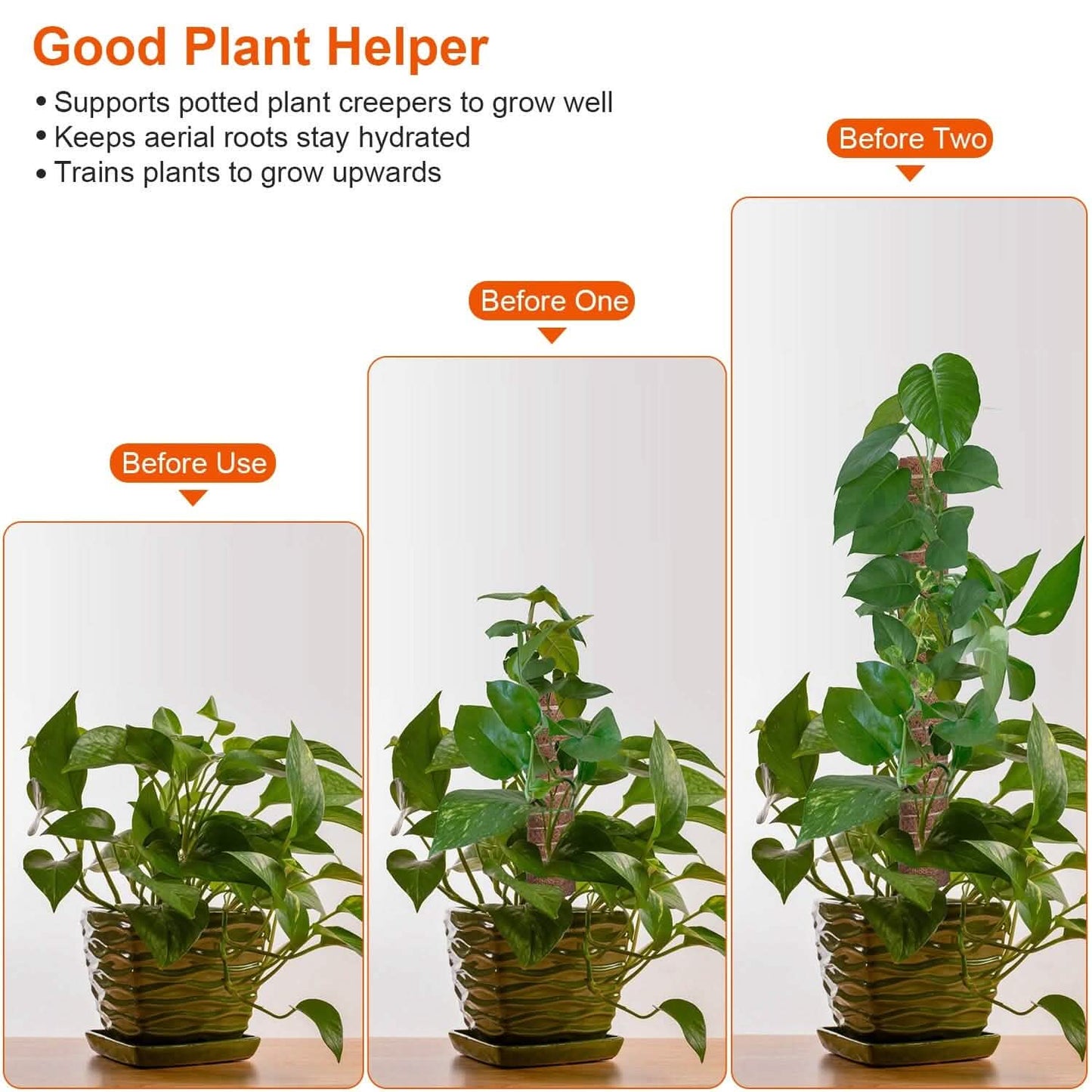 4-Pieces: Coco Coir Extendable Moss Pole for Climbing Plants