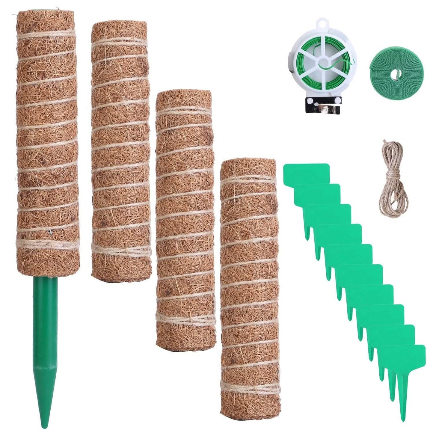 4-Pieces: Coco Coir Extendable Moss Pole for Climbing Plants