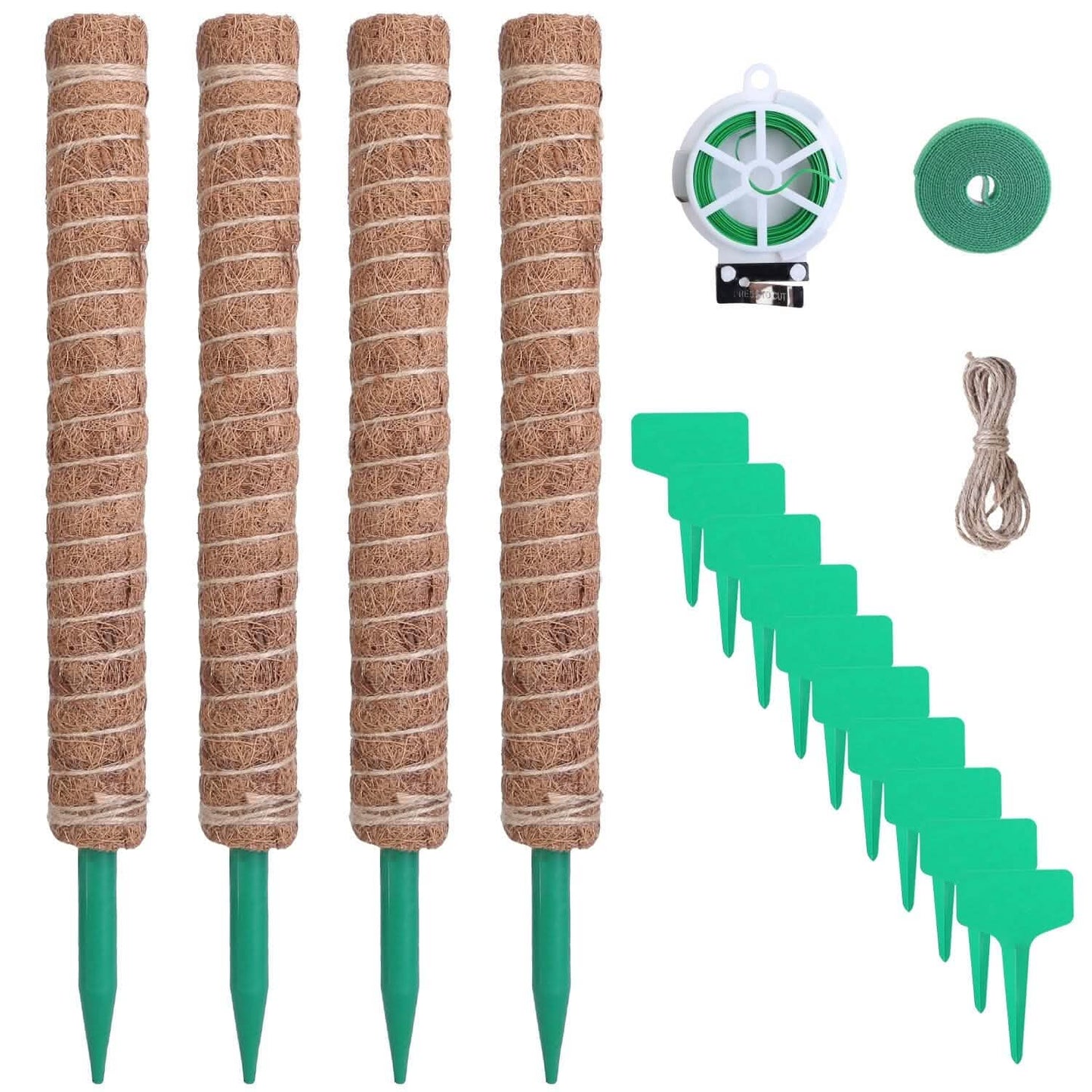 4-Pieces: Coco Coir Extendable Moss Pole for Climbing Plants