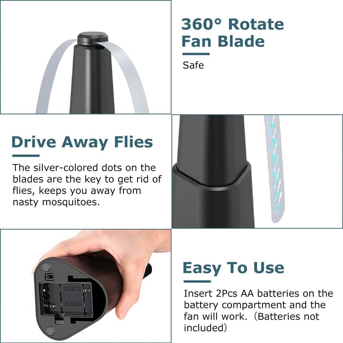4-Pieces: Fly Repellent Fan Table Top Battery Powered Bug Deterrent