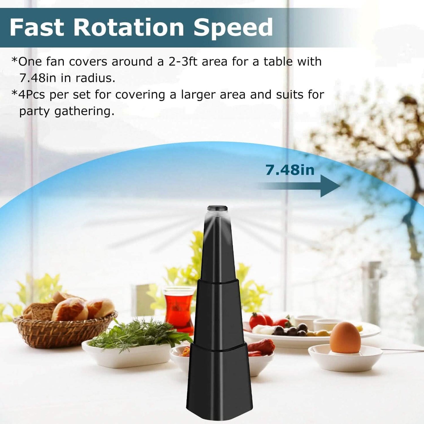 4-Pieces: Fly Repellent Fan Table Top Battery Powered Bug Deterrent