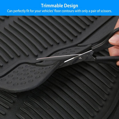 4-Pieces: Heavy Duty PVC Rubber Automotive Floor Mats with Trimmable Design