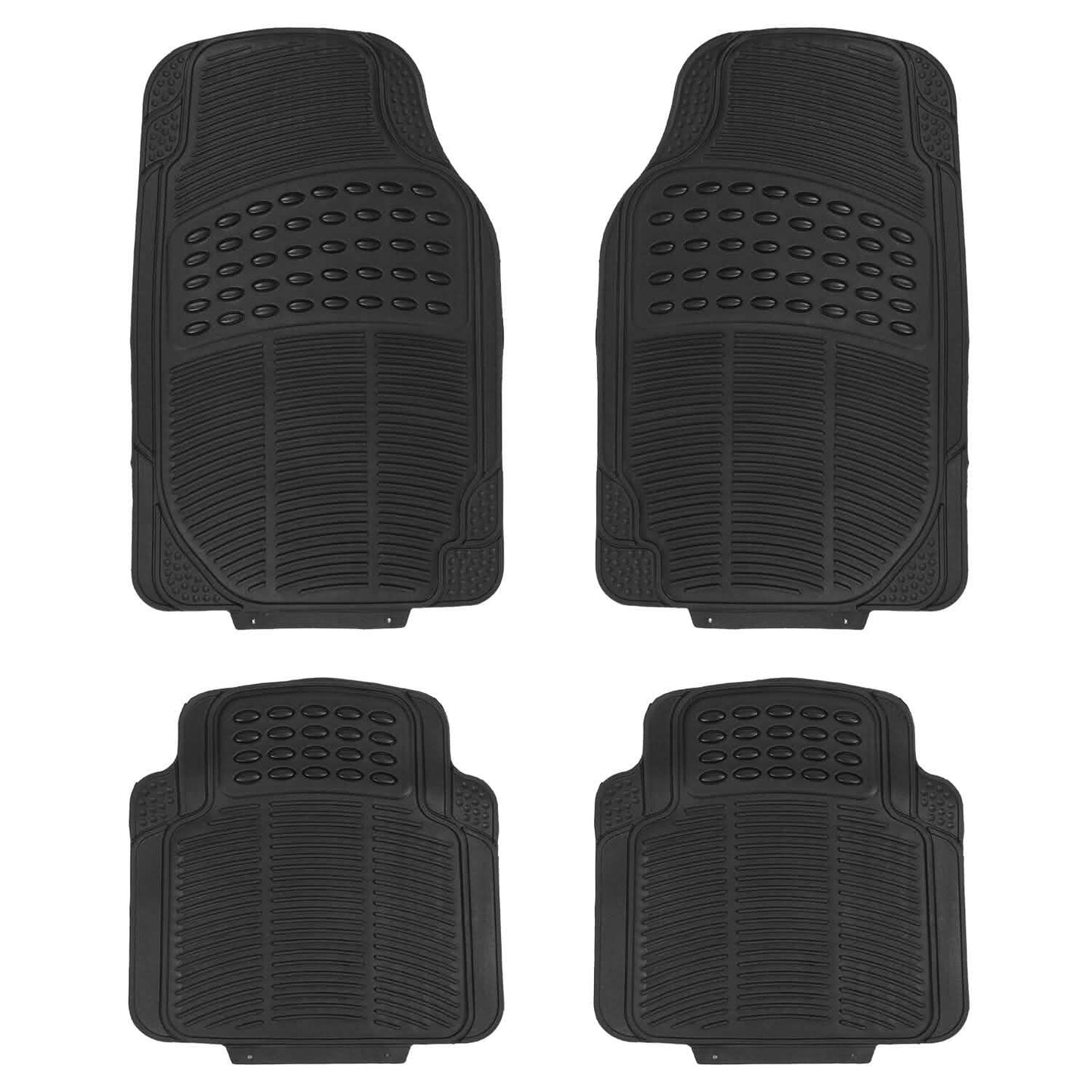 4-Pieces: Heavy Duty PVC Rubber Automotive Floor Mats with Trimmable Design