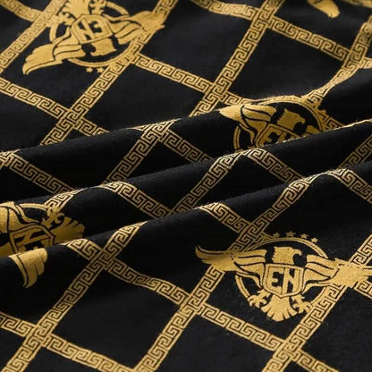 4-Pieces: Men's Luxury Black Golden Print Mid-Waist Boxer Brief