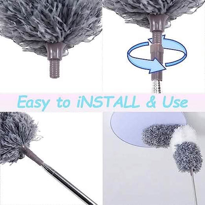 4-Pieces: Reusable Bendable Dusters with Extension Pole