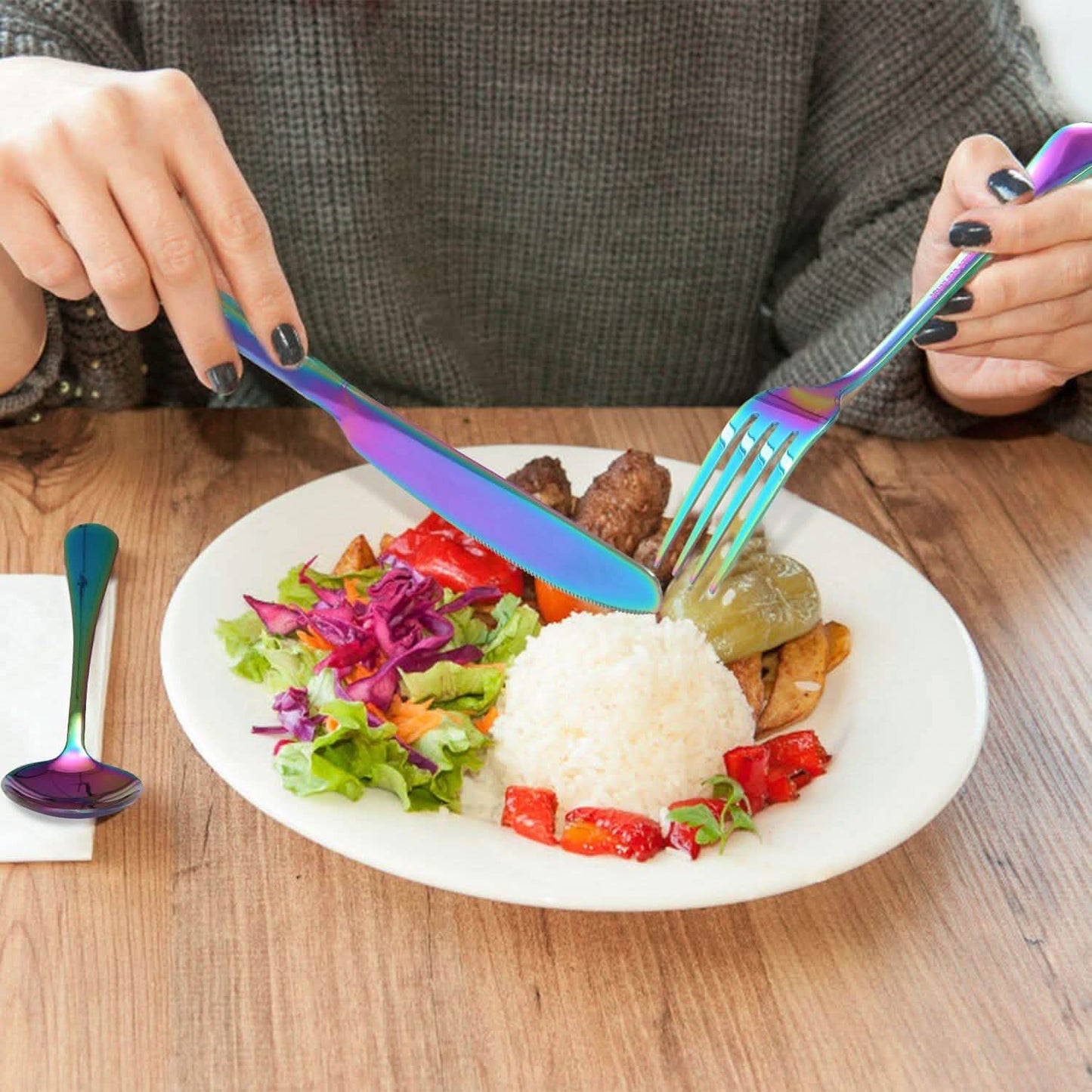 4-Pieces Set: Flatware Stainless Steel Silverware Cutlery Kitchen Set