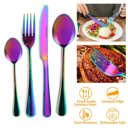 4-Pieces Set: Flatware Stainless Steel Silverware Cutlery Kitchen Set