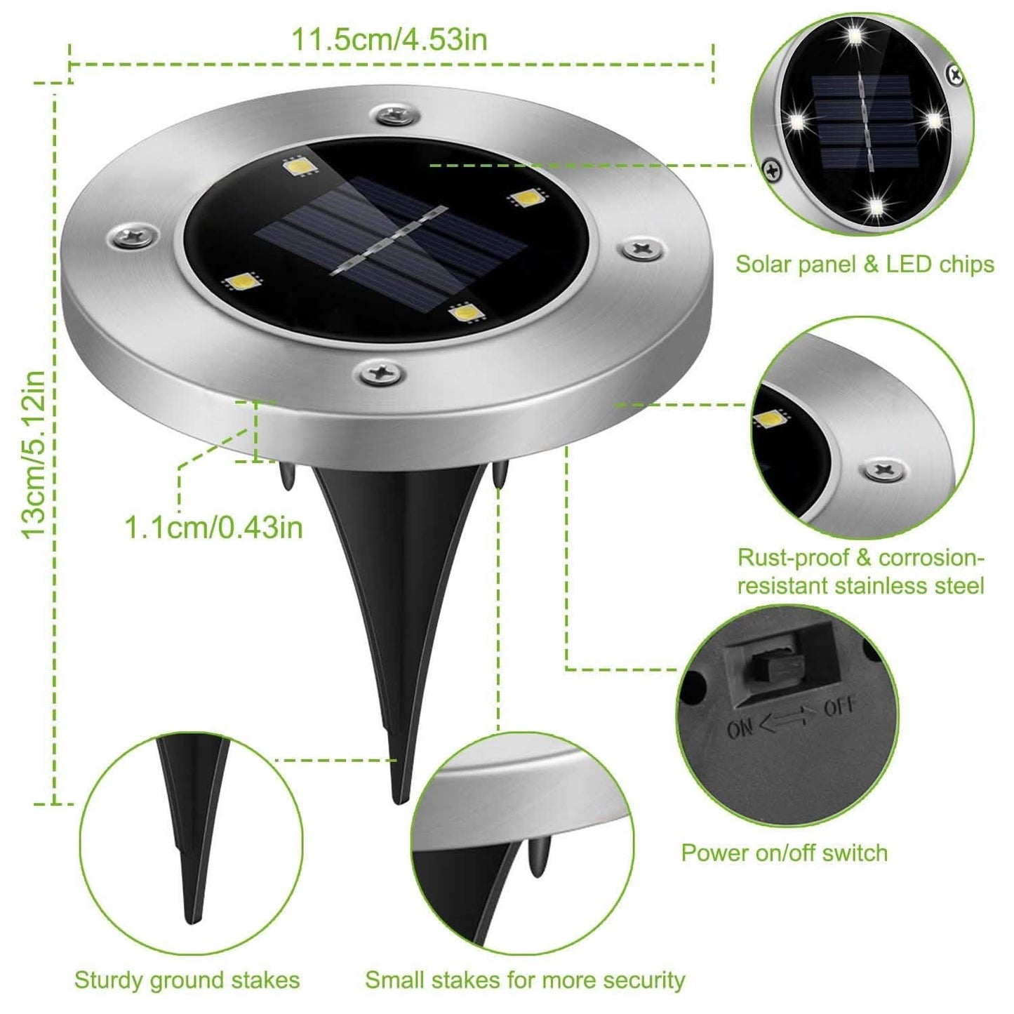 4-Pieces: Solar Waterproof Ground Light
