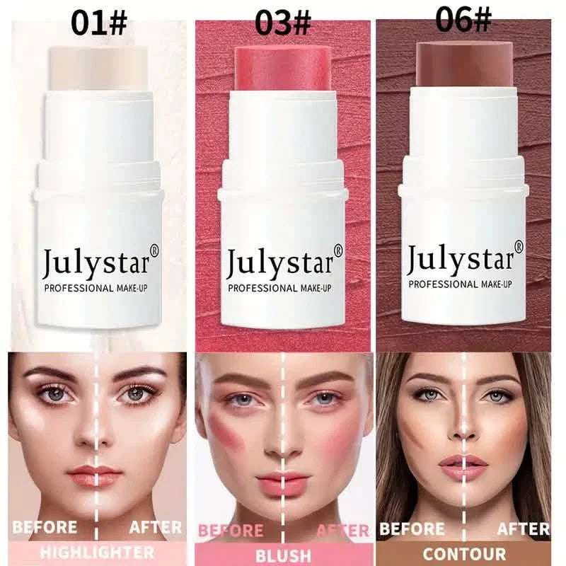 4-Pieces: Ultimate Cream Contour Kit - Seamless Blending Sticks with Highlighter, Blush & Bronzer