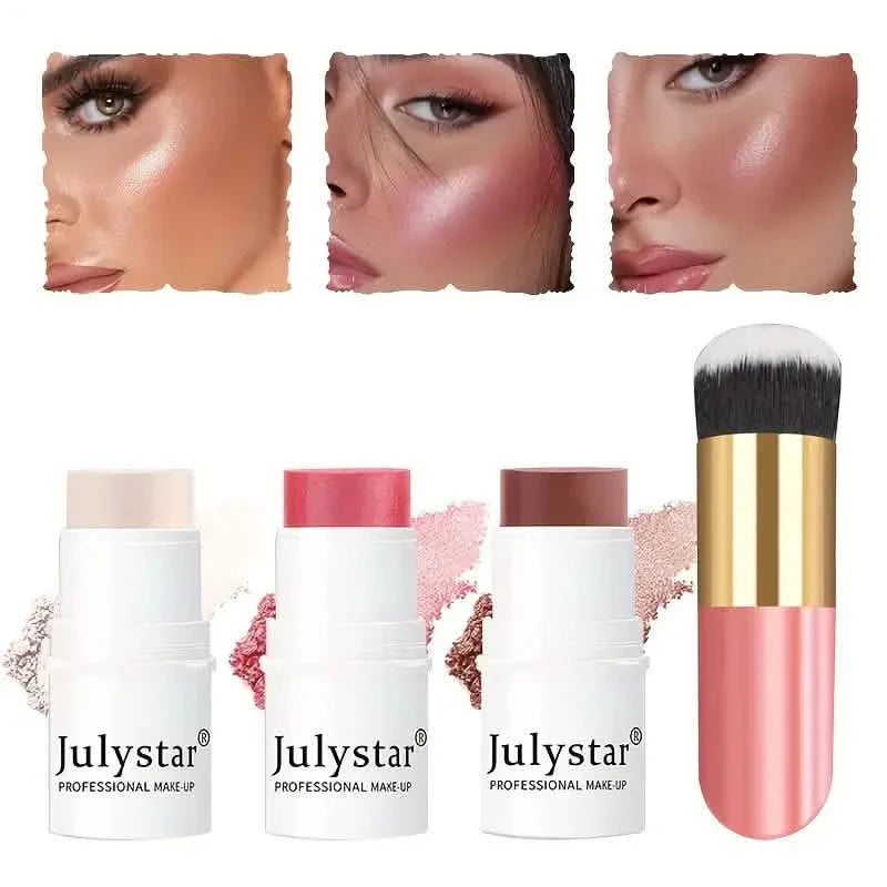 4-Pieces: Ultimate Cream Contour Kit - Seamless Blending Sticks with Highlighter, Blush & Bronzer