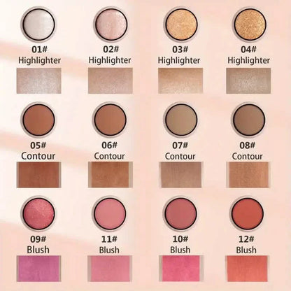 4-Pieces: Waterproof Cream Contour and Highlighter Kit with Brush