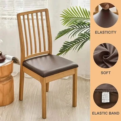 4-Pieces: Waterproof Removable Upholstered Leather Dining Chair Slipcovers
