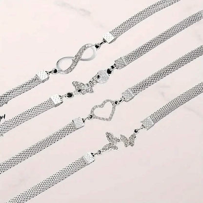4-Pieces: Wide Edge Chain Anklets Set