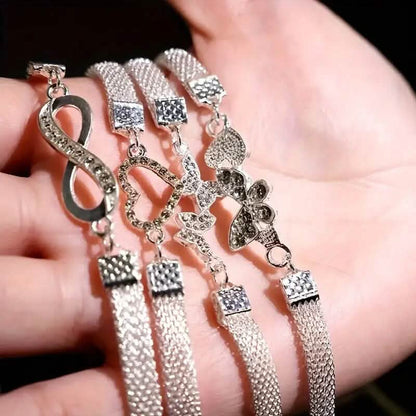 4-Pieces: Wide Edge Chain Anklets Set