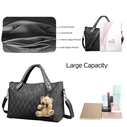 4-Pieces: Women Leather Handbag