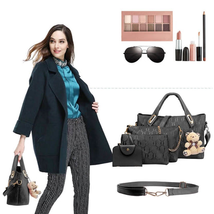 4-Pieces: Women Leather Handbag