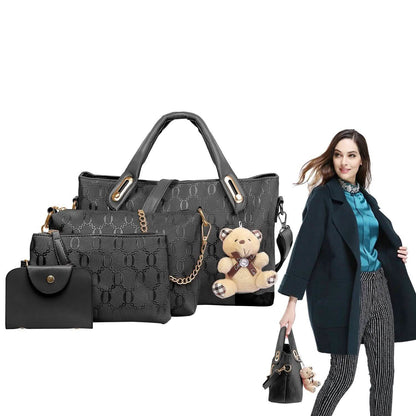 4-Pieces: Women Leather Handbag