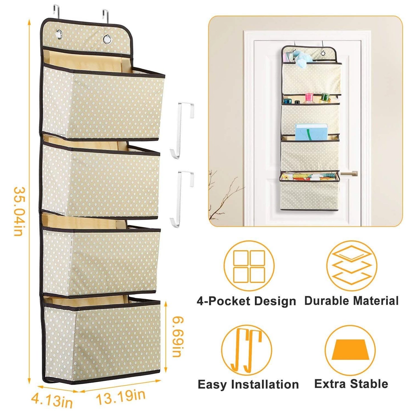 4-Pockets Wall Mount Closet Storage Organizer