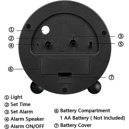 4" Super Silent Non Ticking Analog Alarm Clock with Night Light