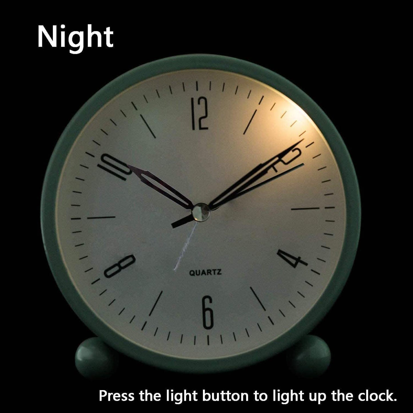4" Super Silent Non Ticking Analog Alarm Clock with Night Light