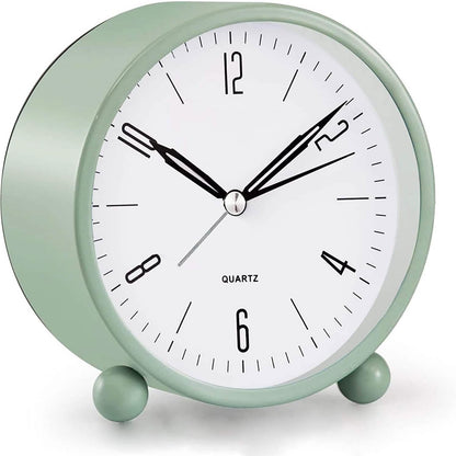 4" Super Silent Non Ticking Analog Alarm Clock with Night Light