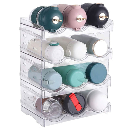 4-Tier Bottle Storage 12 Bottles Transparent Stackable Organizer Holder Shelf