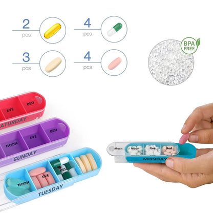 4 Times A Day, Black 7 Day Stackable Daily Pill And Medicine Organizer