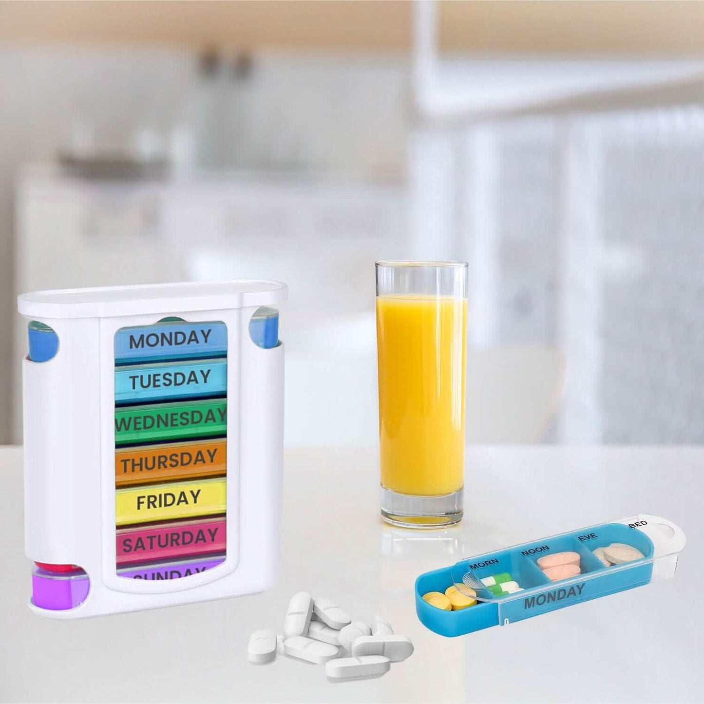 4 Times A Day, White 7 Day Stackable Daily Pill And Medicine Organizer White