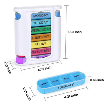 4 Times A Day, White 7 Day Stackable Daily Pill And Medicine Organizer White