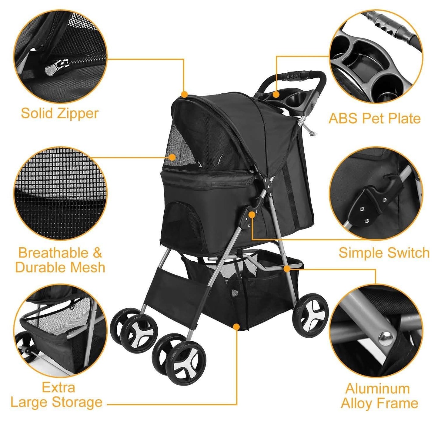 4 Wheels Pet Foldable Stroller